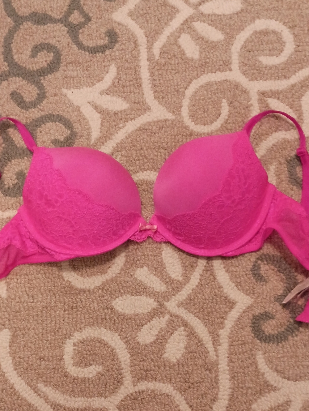 Victoria's Secret Hot Pink Lace Padded Push-Up Bra